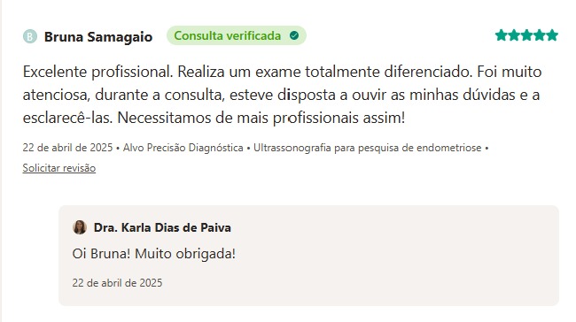Avaliação verificada de Bruna Samagaio no Doctoralia